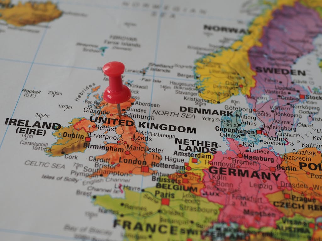 Pin on UK on Europe Map